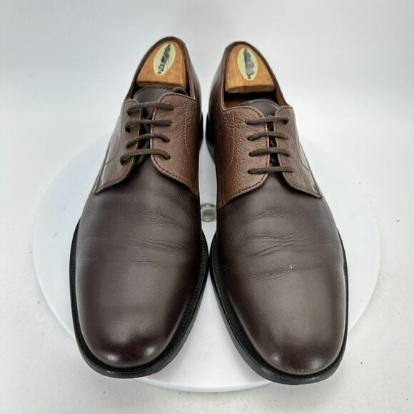 Lanvin Men Size 9 Brown Two Tone Leather Derby Lace Up Plain Toe Dress Shoes - Picture 1 of 14